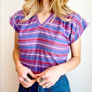 Vintage ⚡️ 80’s Lilac Striped Terry Cloth Shirt